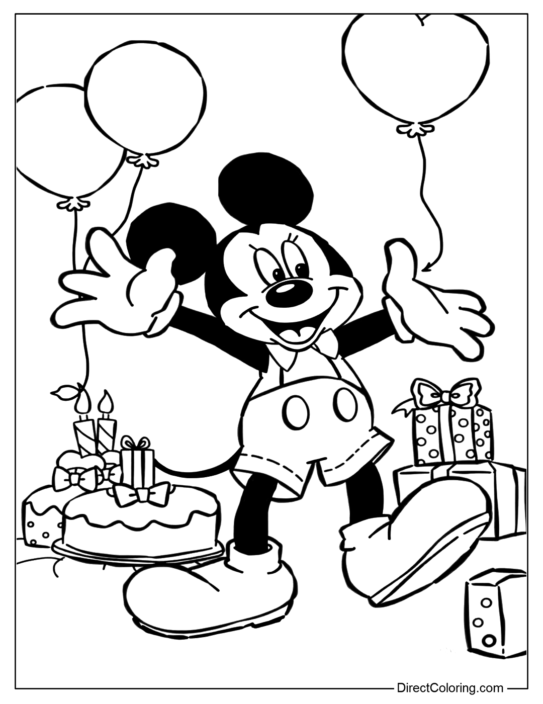 Mickey Mouse Birthday Coloring to Print